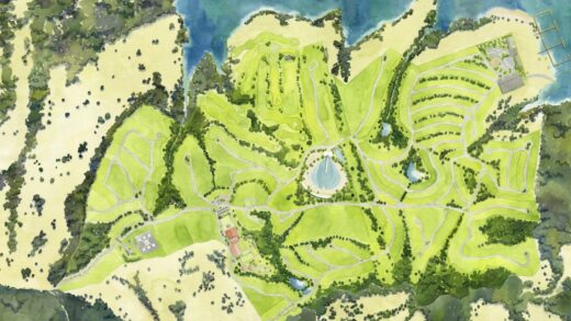 Masterplan da Fazenda do Lago: 3 milhões de m² organizados em quatro clubes autorais às margens do Lago Corumbá IV.