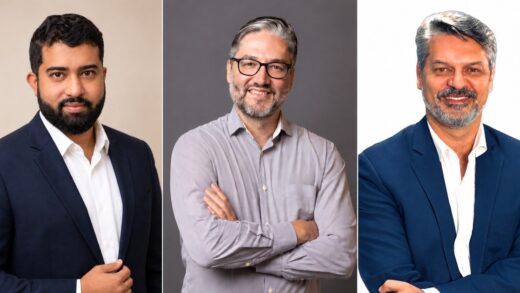 Da esquerda para a direita: Ellvis Ribeiro, Diretor da ES Tech; Gabriel Simone Ribeiro, CTO da Integralmedica; e Wagner Bernardes, Channel Manager da Logitech.