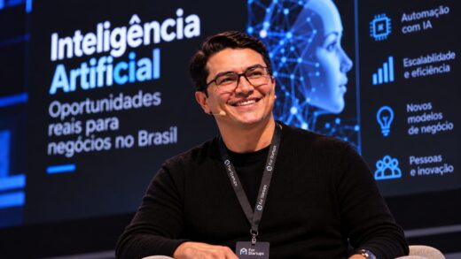 Janiel Kempers, durante palestra sobre uso de IA.